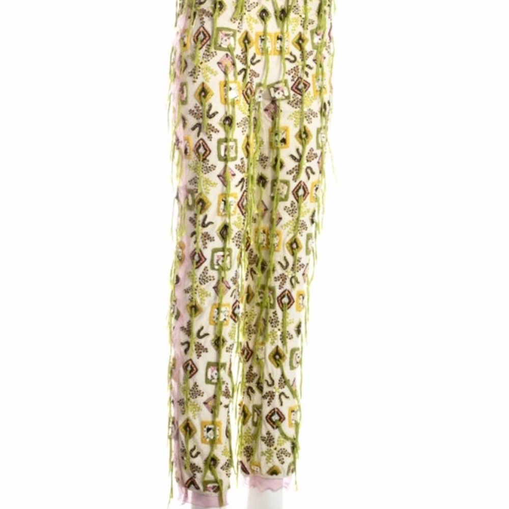 💛 New Fendi couture runway showpiece trouser pant 42 38 fringe lace beaded
